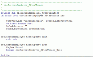 vba code