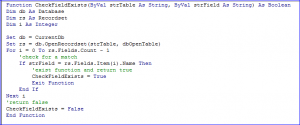 function check if field exists