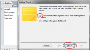 open lookup wizard