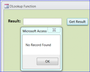 no record found error