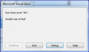 result error for null