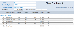 class enroll report