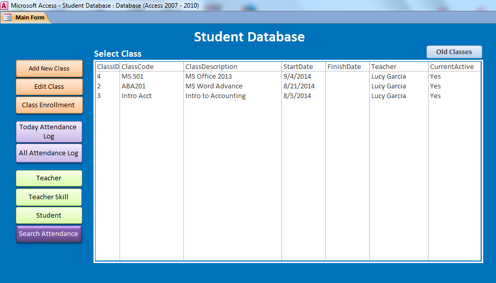Student record database software