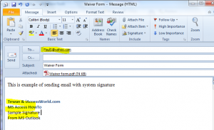attach sig in Outlook