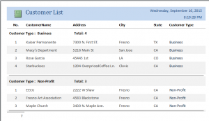 report for integer list box