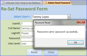reset password by admin