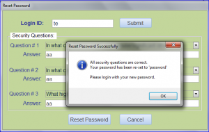 reset password correct answer