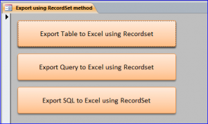 export to excel using recordset